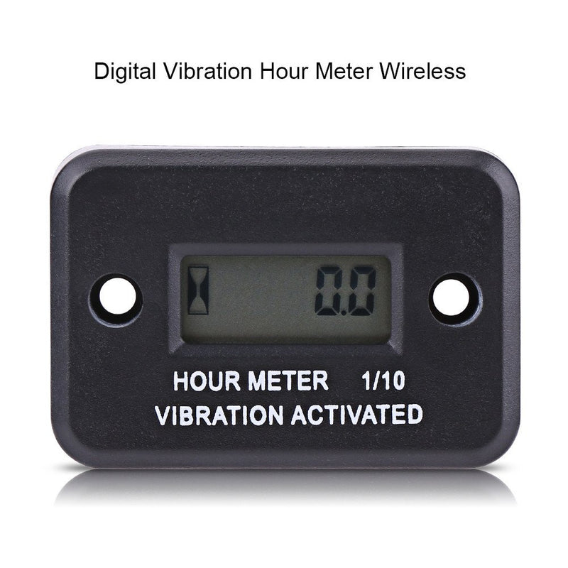  [AUSTRALIA] - Acouto Wireless HD 5 Digit Display Hour Meter Waterproof Vibration Activated Hour Guage Showing Engine Operation Time(Black) Black