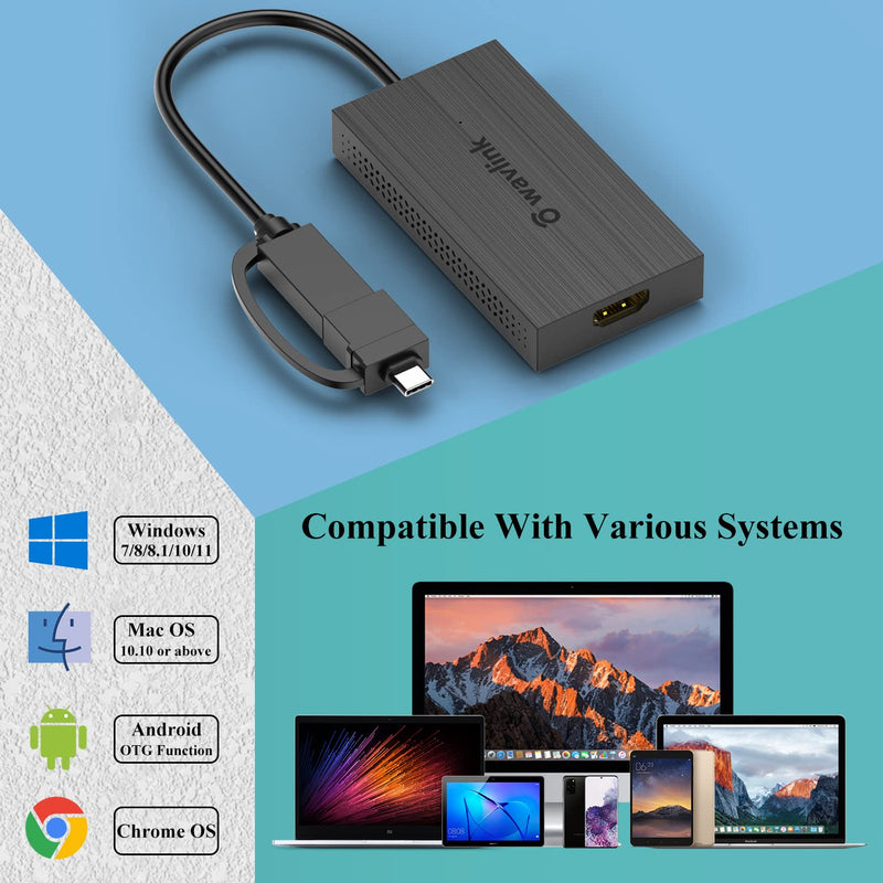  [AUSTRALIA] - WAVLINK USB 3.0 and USB-C to HDMI Universal Video Graphics Adapter Extend an HDMI Monitor up to 4K@30Hz 1080p@60Hz Display with DVI Converter for Windows, Mac OS, Chrome, Android USB to HDMI