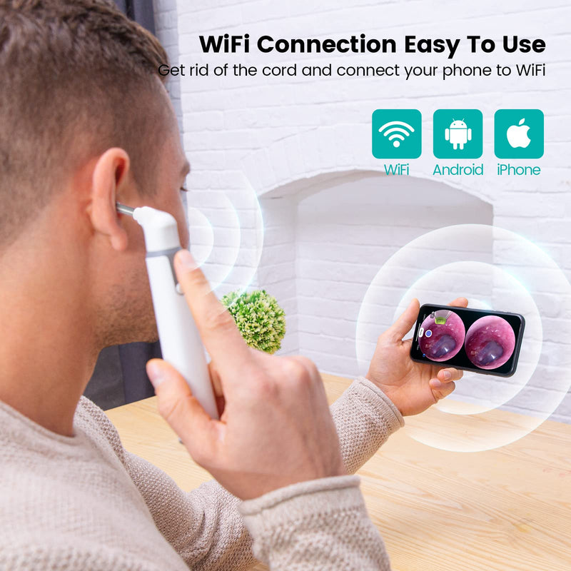  [AUSTRALIA] - Wireless Otoscope Ear Camera with Dual View, 3.9mm 720PHD WiFi Ear Scope with 6 LED Lights for Kids and Adults, Compatible with Android and iPhone
