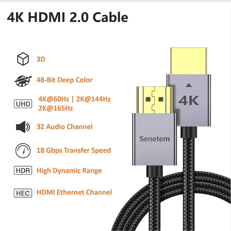 4K HDMI Cable 1 ft High Speed (4K@60Hz, 18Gbps), HDMI 2.0 Cord, Cotton Braided, Slim Aluminum Shell, Gold-Plated Connectors -4K HDR, ARC, for Gaming Monitor, TV, X-Box, PS5/4/3 (1 Feet, Braided) 1 Feet - LeoForward Australia