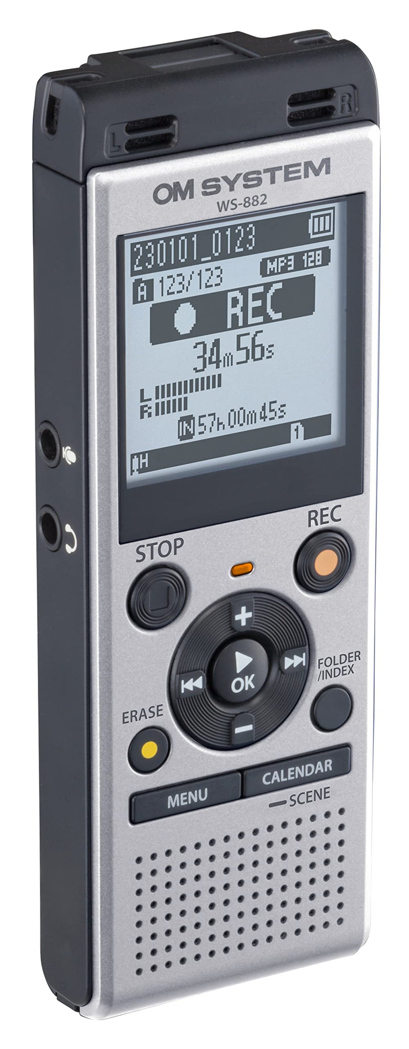  [AUSTRALIA] - OM System WS-882 Digital Voice Recorder, with Linear PCM/MP3 Recording Formats, USB Direct, 4gb Playback Speed and Volume Adjust, File Index, Erase Selected Files