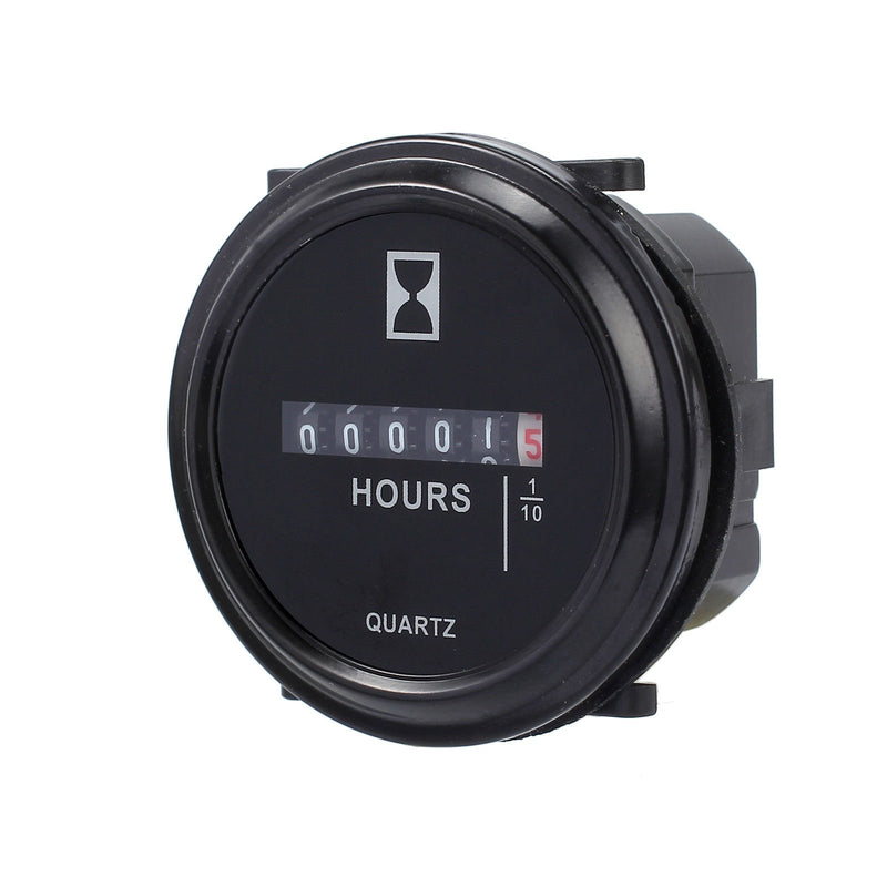  [AUSTRALIA] - AUTOUTLET Quartz Hour Meter 2" Round Gauge Waterproof Industrial Timer DC 12V 24V 36V 48V 72V 99,999.9 Hours, 0.01 Quartz for Marine Boat Engine