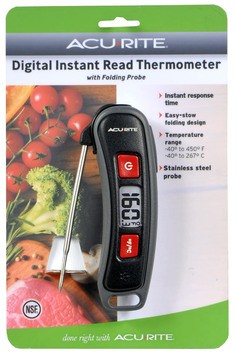 AcuRite, Multicolor Digital Instant Read Thermometer with Folding Probe, 5" L, 3.3" - LeoForward Australia