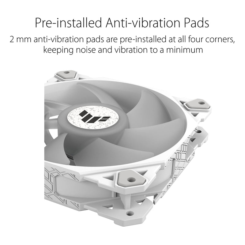  [AUSTRALIA] - ASUS TUF Gaming TF120 ARGB White Edition Chassis Fan 3-Pin Customizable LEDs Blade, Advanced Fluid Dynamic Bearing