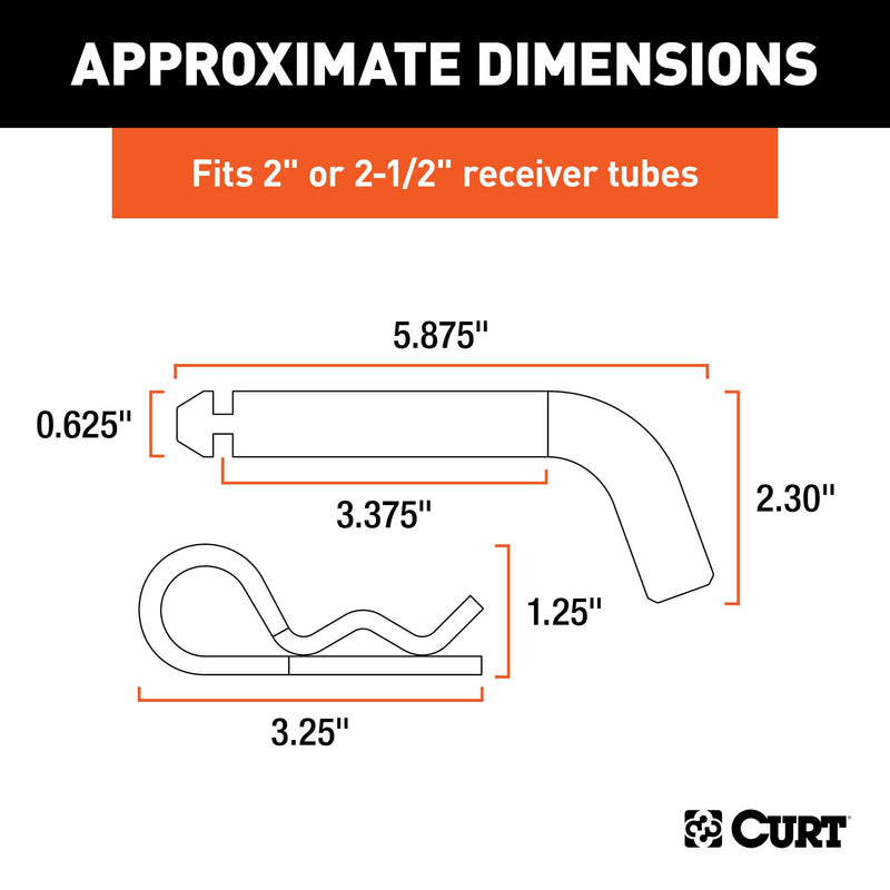  [AUSTRALIA] - CURT 21583 Trailer Hitch Pin & Clip with Grooved Head, 5/8-Inch Diameter, Fits 2 or 2-1/2-Inch Receiver