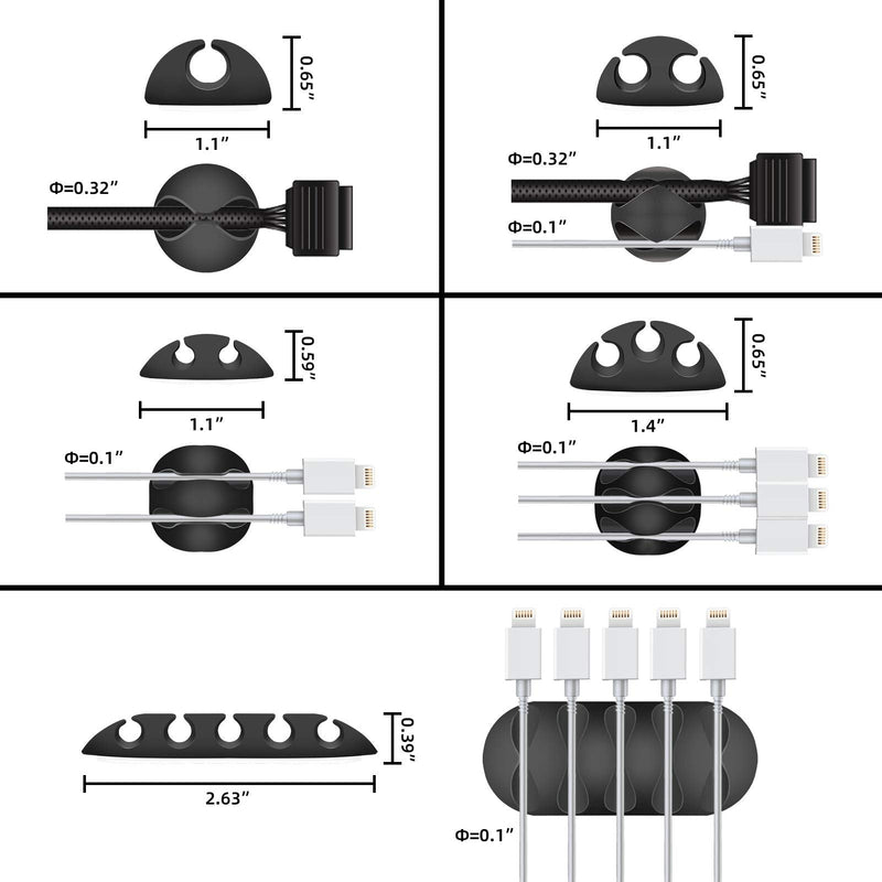  [AUSTRALIA] - 560pcs Cord Management Organizer Kit 10 Self Adhesive Cable Clip Holder,50pcs Cable Clips with Strong Adhesive and 500 Fastening Cable Ties for TV Office Home etc (Black)