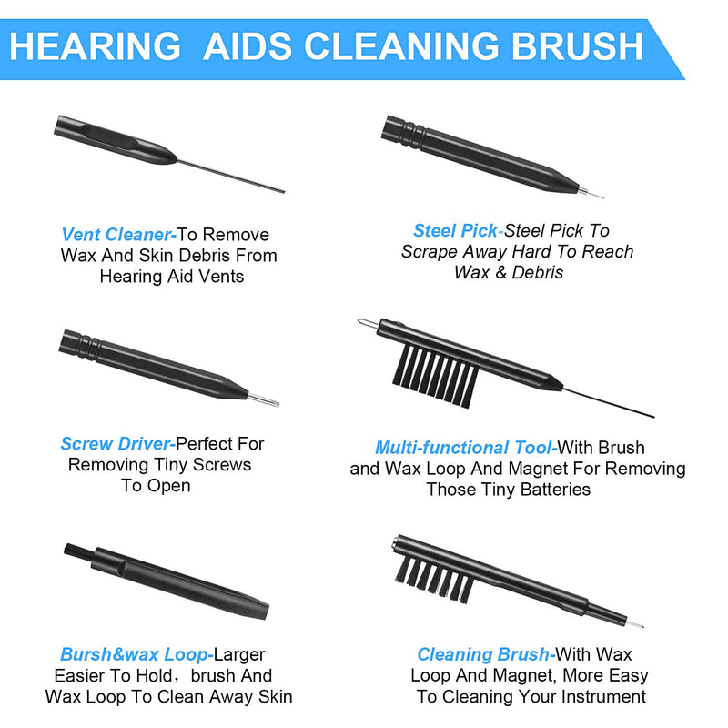7 Pieces Hearing Aid Cleaning Tools Hearing Aid Amplifier Cleaning Brush with Wax Loop and Magnet, Hear Aid Cleaning Kit with Velvet Bag - LeoForward Australia