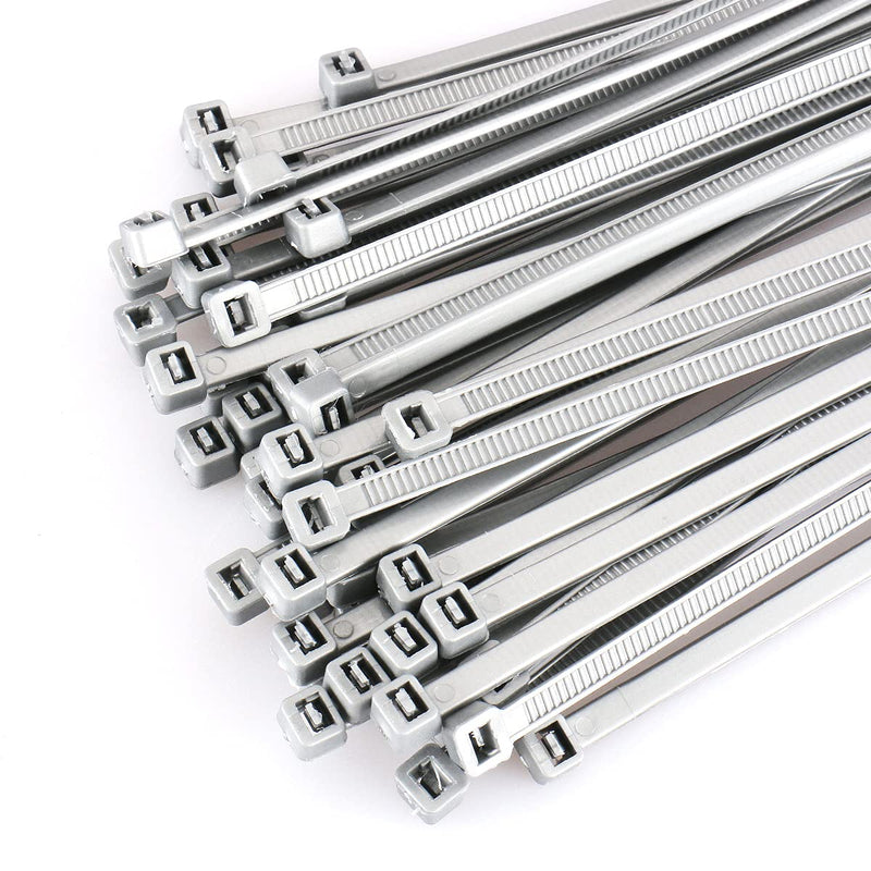  [AUSTRALIA] - Baomain Plastic Nylon Zip Cable Ties Self Locking 8 inch Gray 4.5mm 5x200 Pack of 100