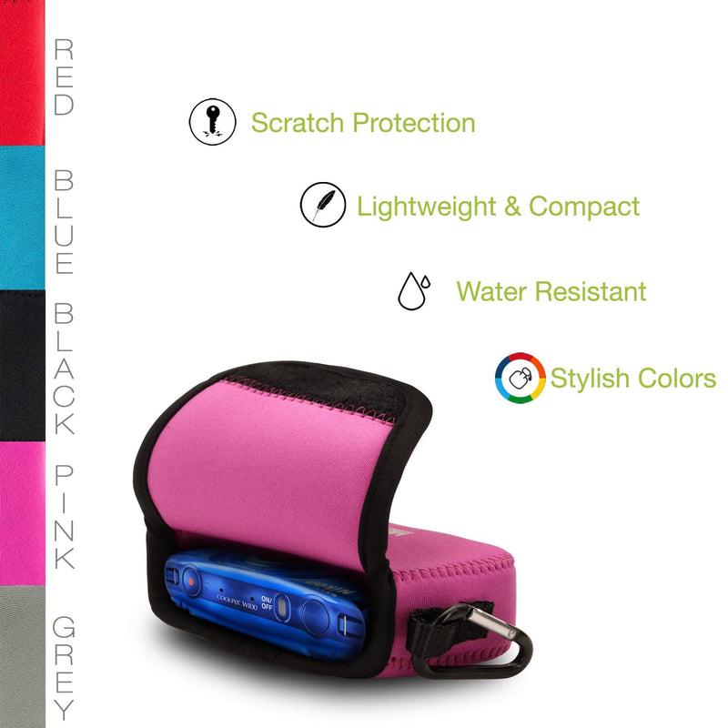  [AUSTRALIA] - MegaGear Ultra Light Neoprene Camera Case Compatible with Nikon Coolpix W150, W100, S33 Hot Pink