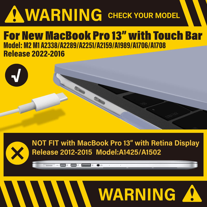  [AUSTRALIA] - IBENZER Compatible with 2022 M2 MacBook Pro 13 Inch Case 2021 2020 M1 A2338 A2289 A2251 A2159 A1989 A1706 A1708, Hard Shell Case & Keyboard Cover for Mac Pro 13 Touch Bar, Lavender Gray,T13LVGY+1 For New Macbook Pro 13" with/without Touch Bar