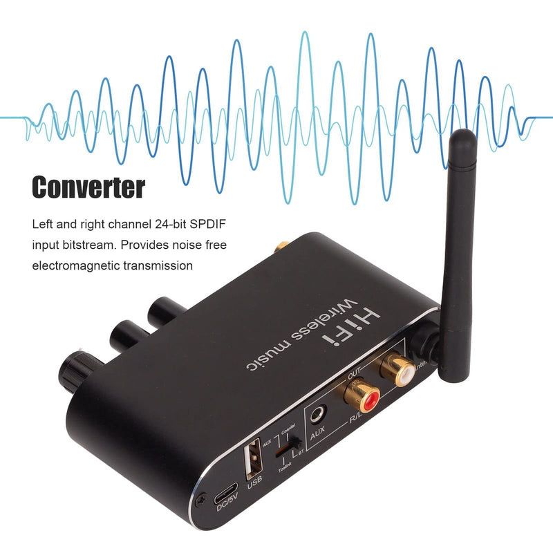  [AUSTRALIA] - Bluetooth Digital to Analog Converter, Bluetooth DAC Converter 2 Devices Connect Supports Volume Control Music Switching