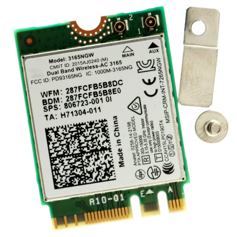  [AUSTRALIA] - Deal4GO 3165ac 802.11ac 433Mbps M.2 NGFF Mini PCi-e WiFi Adapter Wireless-AC WLAN Module w/Bluetooth 4.2 for Intel 3165NGW 806723-001 ProBook 430 446 450 840 G3