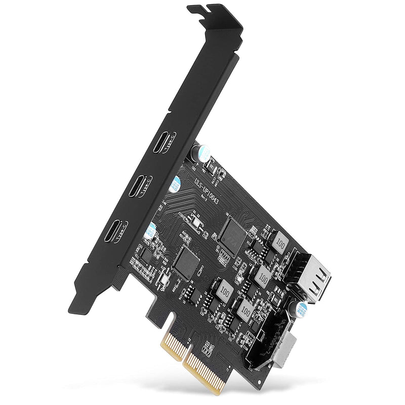  [AUSTRALIA] - PCI-E to USB 3.2 Expansion Card ,3.2 gen2 10Gpbs (3X USB C, 1x USB A, 1x USB Type E A Key) , USB C PCI Express Card, A-Key 20 Pin Header for Type C Front Panel Mount Adapter