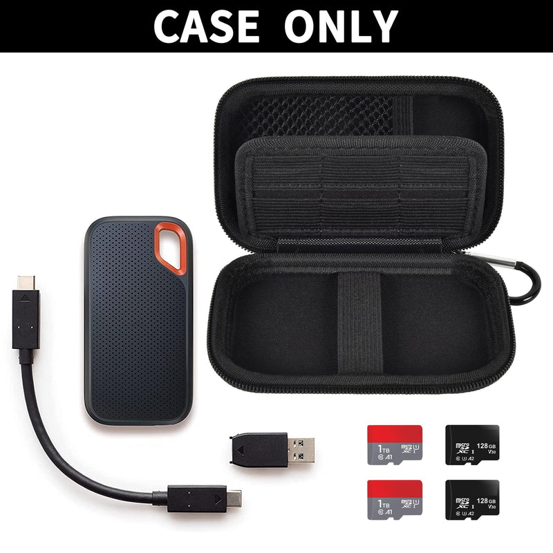  [AUSTRALIA] - Case Compatible with SanDisk 1TB 2TB 500GB Extreme Portable SSD, for SanDisk PRO External Solid State Drive, Memory Card SD SDXC SDHC Card Storage Holder Organizer (Box Only) Black Black with SD Card Pocket