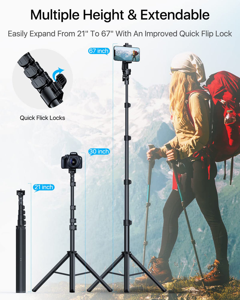  [AUSTRALIA] - [Upgraded] Phone Tripod - 67" [360° Rotation Mount & Heavy Duty] iPhone Tripod Stand with Remote, NEXBOOM Tripod for iPhone, Fit for iPhone 13 Pro Max / 13 Pro / 12 Pro Max/Samsung S21/Camera/GoPro