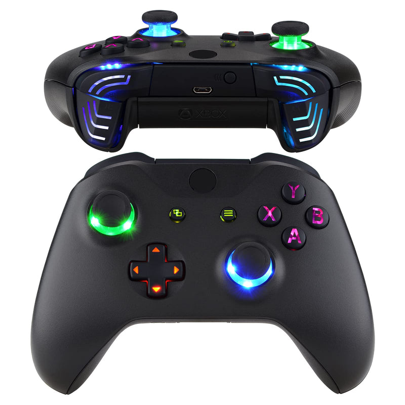  [AUSTRALIA] - eXtremeRate Multi-Colors Luminated Dpad Thumbsticks Start Back ABXY Action Buttons, Black Classical Symbols Buttons DTFS (DTF 2.0) LED Kit for Xbox One S/X Controller - Controller NOT Included Gen 2 DTFS Black