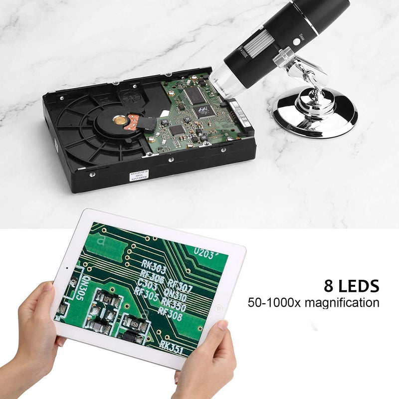  [AUSTRALIA] - WADEO Digital USB Microscope, Portable WiFi Microscope 50X-1000X Magnification with Endoscopy and 8 LED, Digital Microscope for Android, iOS, Windows Silver, 50X-1000X Magnification