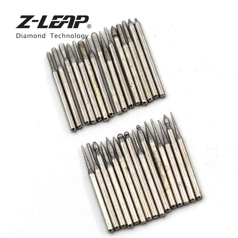 Z-LEAP 30 Pcs Set of Titanium-Coated Diamond Burrs, Grits 120 Drill Bit Cylindrical Burr Kit Suitable for Grinding Hard Metals - LeoForward Australia