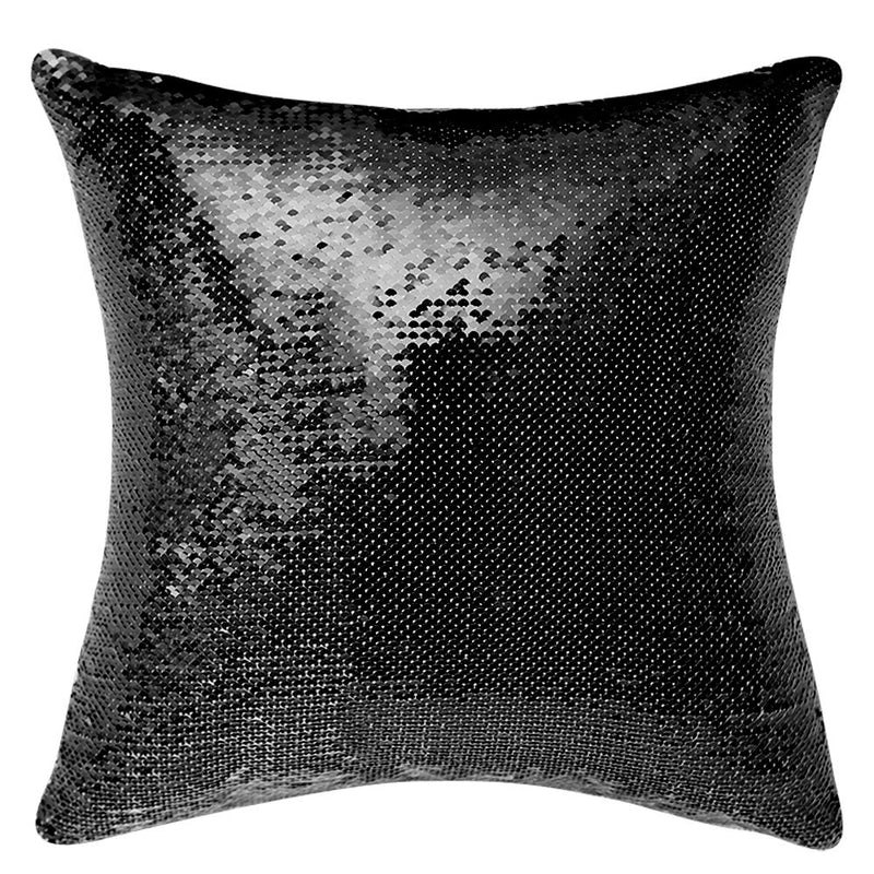  [AUSTRALIA] - Jiamos One D Sequin Pillow Covers Funny Gag Gifts Magic Reversible Mermaid Throw Pillow Xmas Birthday Gift Accent Pillowcase 16x16 inches, no Filler Black