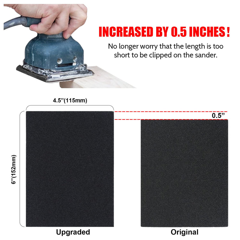  [AUSTRALIA] - 1/4 Sheet Sandpaper 5.5" x 4.5" Sanding Sheets 320 Grit with Extra Inches for Palm Sander Hook & Loop 6" x 4.5" Silicon Carbide Wet/Dry Sander Sheets for Automotive Polishing Wood Metal Sanding, 25PCS