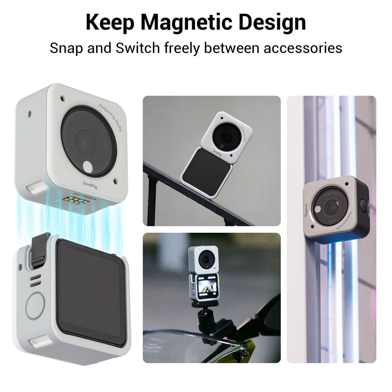  [AUSTRALIA] - SmallRig Magnetic Protective Case for DJI Action 2 Dual-Screen Combo Camera, Housing Case with Magnetic Attachments, Case Protector Accessory, White - 3626