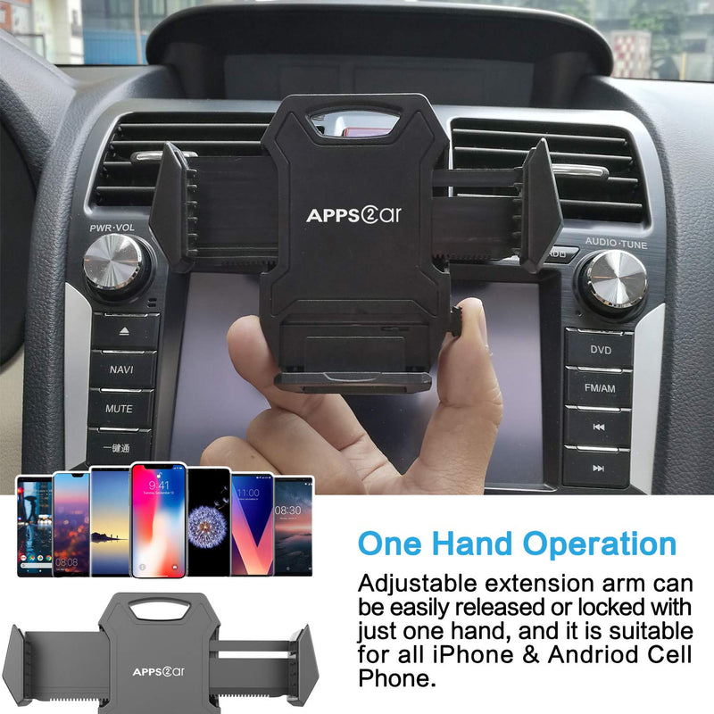  [AUSTRALIA] - Sturdy CD Slot Phone Mount with One Hand Operation Design, APPS2Car Hands-Free Car Phone Holder Universally Compatible with All iPhone & Android Cell Phones, for Smartphone Mobile