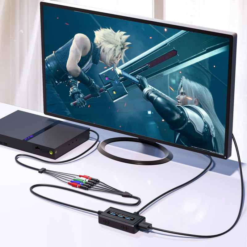  [AUSTRALIA] - Female Component to HDMI Converter with Scaler Function for PS2/ NGC/ Xbox/ Wii with Male Component, RGB to HDMI Scaler Converter with HDMI and Integrated Component Cables, YPbPr to HDMI Converter… female Component to HDMI