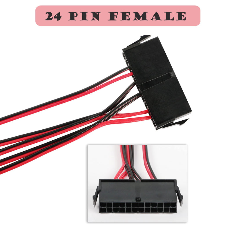  [AUSTRALIA] - GINTOOYUN ATX Power 24 Pin to 4 DC5521 and Power Switch Cable, 24P Female to 12V DC 5.5mm x 2.1mm Male Adapter with ON/Off, Inserted into PC Power Supply 24P Male, Leading to DC Power Supply (0.5m)