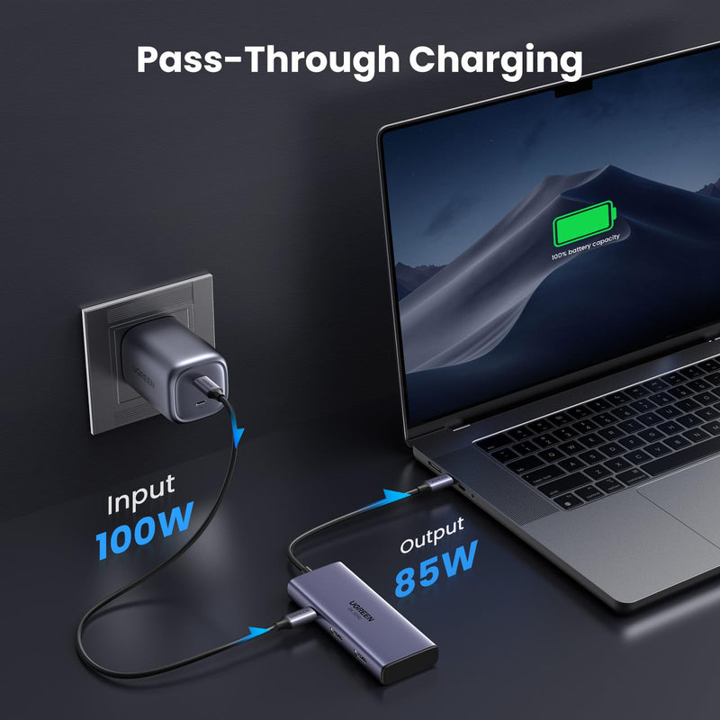  [AUSTRALIA] - UGREEN Revodok 6 in 1 USB C Hub Dual HDMI 4K@60Hz Single 8K@30Hz 100W PD 5Gbps USB C and USB A Data Ports USB C Docking Station for Dell XPS, ThinkPad and More