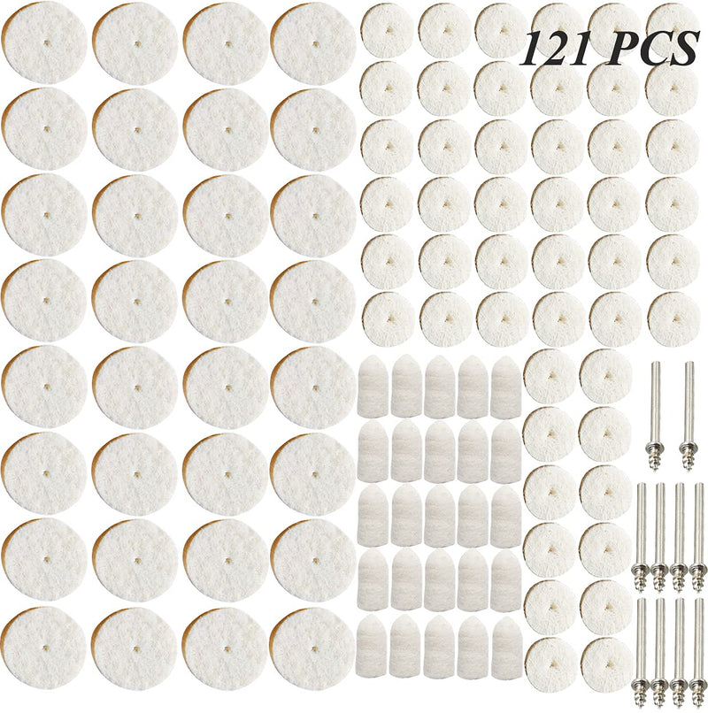  [AUSTRALIA] - 121pcs Wool Felt Polishing Buffing Wheel Pad Mandrel Mounted Grinding Accessories Attachment Rotary Tools Set for Dremel 121 pack Polishing Buffing Wheel