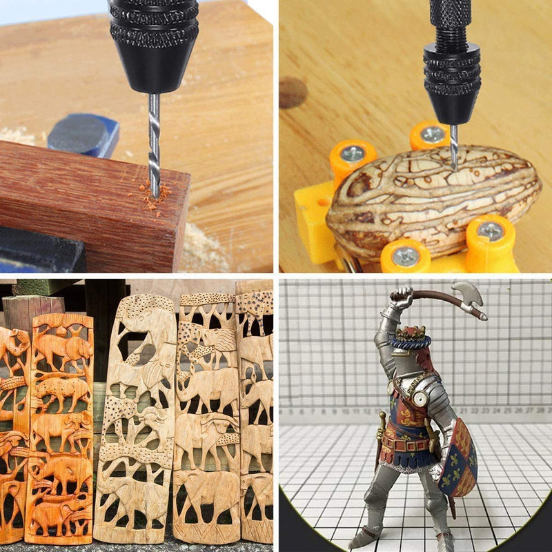  [AUSTRALIA] - MAEXUS Hand Drill Bits Set, Pin Vise Woodworking Hand Mini Drill for Model Resin Jewelry Walnut Amber Beeswax Olive Nut 26 Pcs