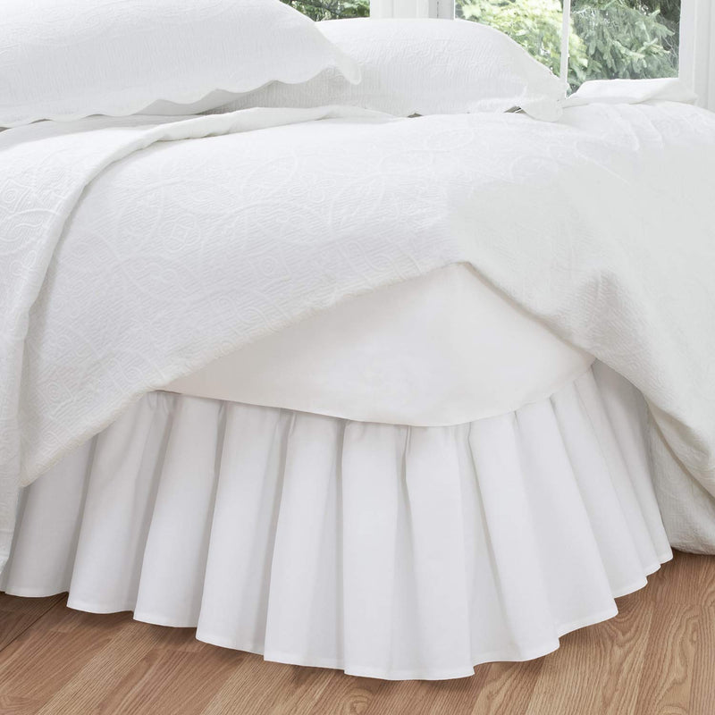  [AUSTRALIA] - FRESH IDEAS Bedding Ruffled Bedskirt, Classic 18” Drop Length, Gathered Styling, Twin, White (FRE30118WHIT01)