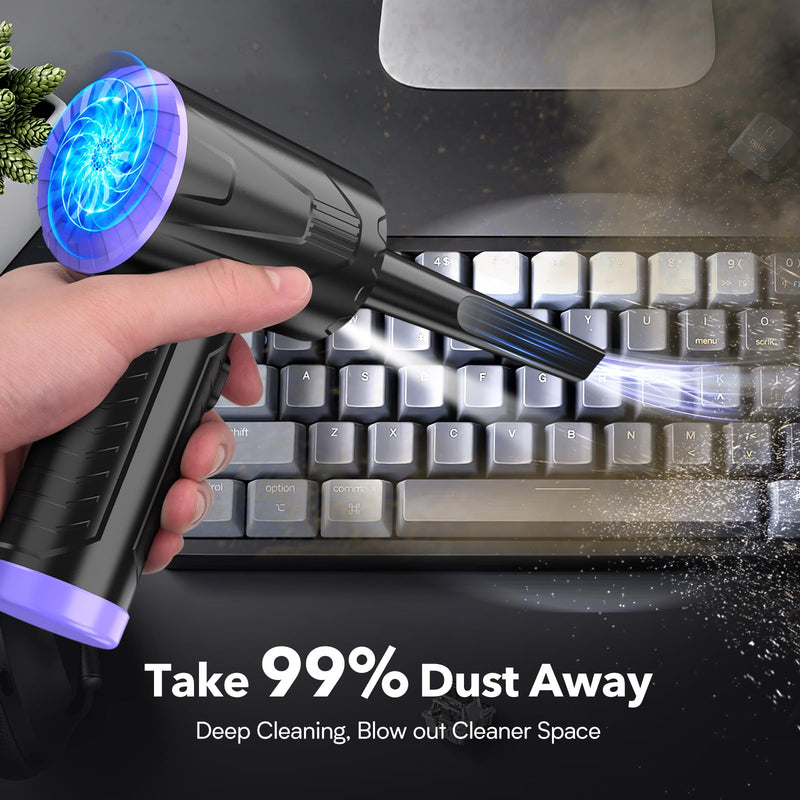  [AUSTRALIA] - Compressed Air Duster Keyboard Cleaner - 110000RPM Powerful Electric Air Duster Air Blower for Computer PC Cleaner Car Duster Replace Canned Dust Off Rechargeable Cordless Compressed Air Can 6000mAh CV15-BP