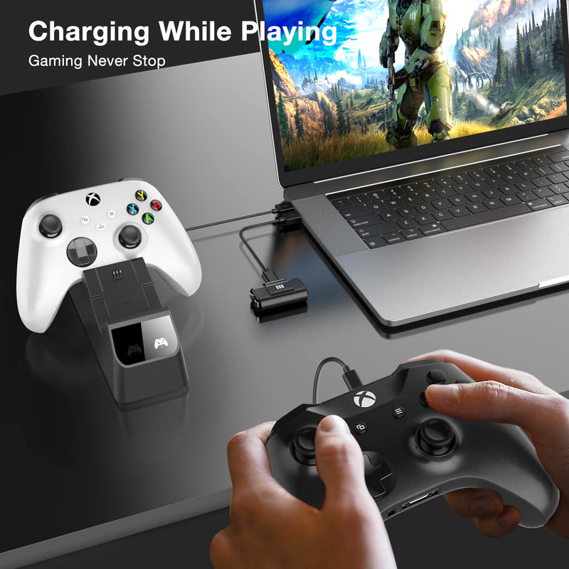  [AUSTRALIA] - 2 Pack Rechargeable Controller Battery Pack and Xbox Controller Charger Station with 2 Rechargeable Battery Pack & 4 Cover for for Xbox 1 S/X/Elite Wireless Remote
