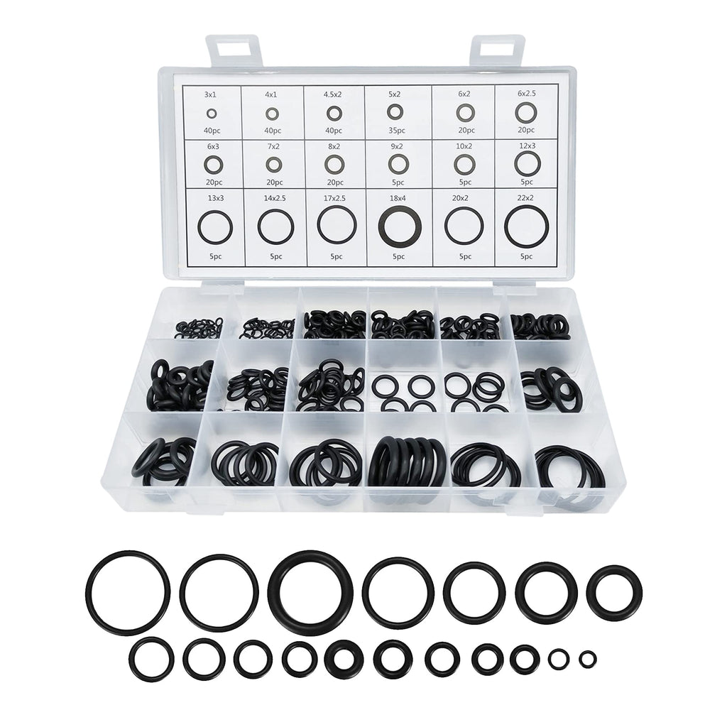  [AUSTRALIA] - 300 PCS Rubber O-Ring Assortment Kit Set,O Rings Seal Gasket Rubber Washer Assortment Rubber,O-Rings Gaskets Washers for Car,Professional Plumbing,Faucet,Mechanic,Repairs,Air or Gas Connections