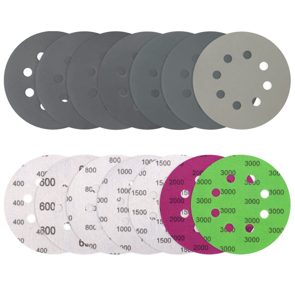  [AUSTRALIA] - VIBRATITE Pack of 70 sandpaper 125 mm Velcro, wet and dry sanding discs, grit 400 600 800 1000 1500 2000 3000, 8 holes eccentric sander sandpaper for car metal wood mixed grit