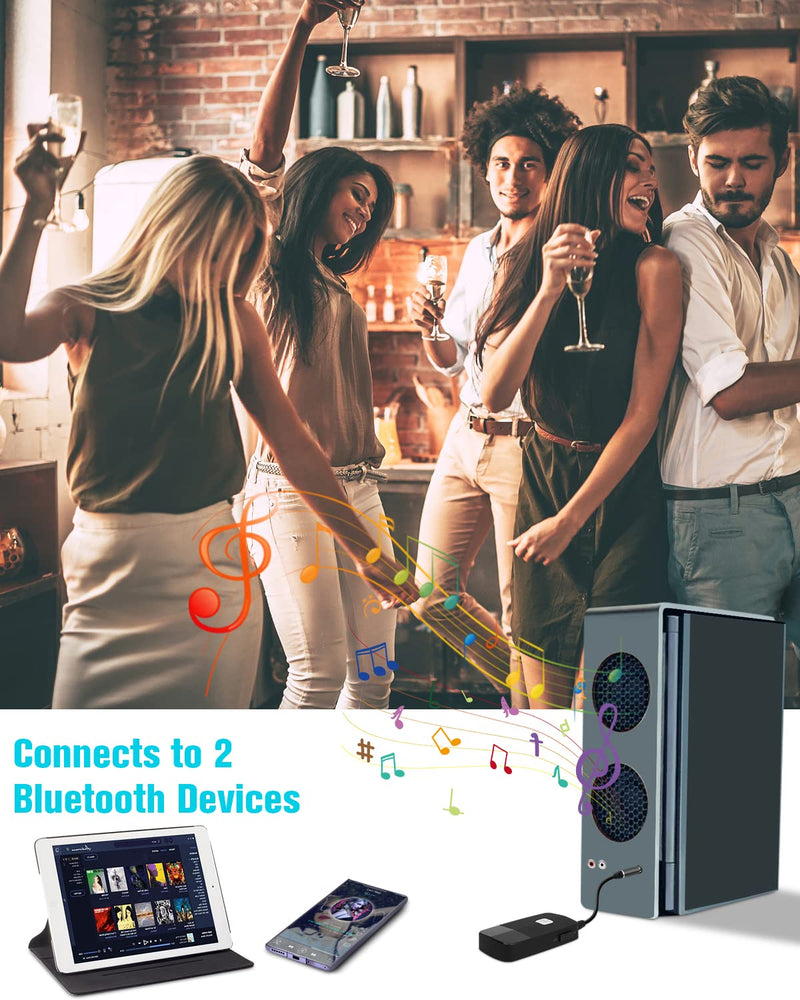  [AUSTRALIA] - Golvery Upgraded Bluetooth 5.3 Receiver for Speaker, Wireless Audio Adapter for Home Audio Car Stereo with 3.5mm RCA Jack, 20 Hours Playtime, Dual Connection to 2 Phones, Easy Control ON/Off Slider