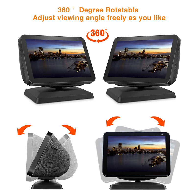  [AUSTRALIA] - Stand for Echo Show 8, Adjustable Mount Accessory Smart Speaker 360 Degree Swivel Holder for Echo Show 8 with Magnetic Attachment Anti-Slip Base (Black) Black