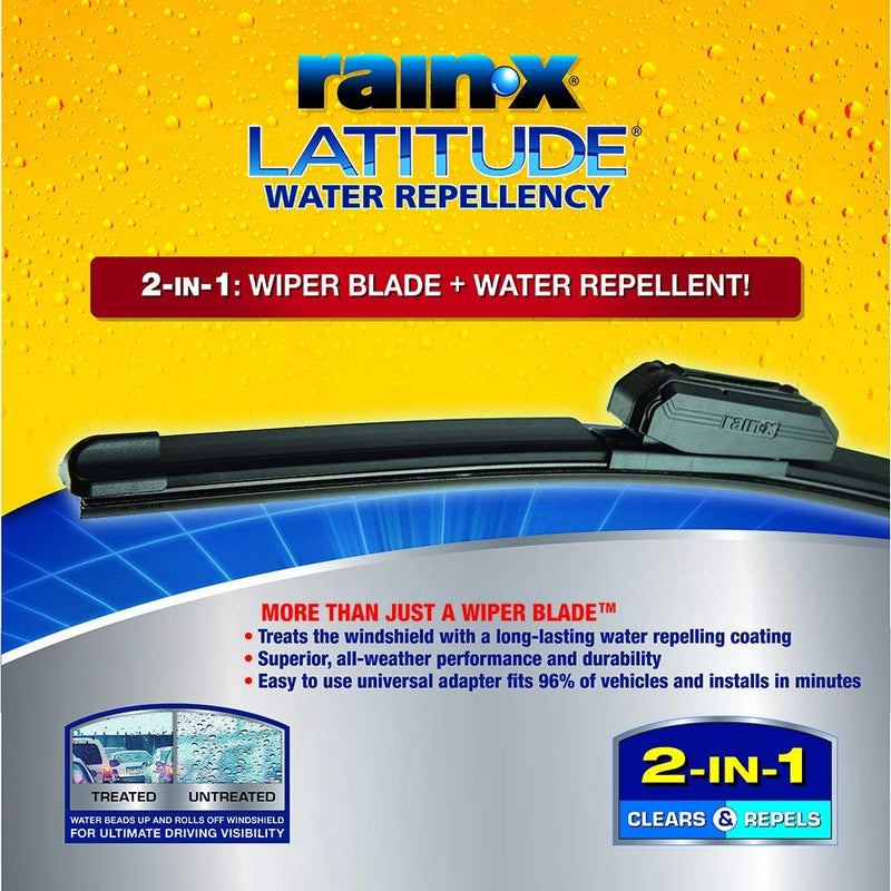 Rain-X 5079275-2 Latitude 2-IN-1 Water Repellency Wiper Blade, 18" 2 PACK (2) - LeoForward Australia