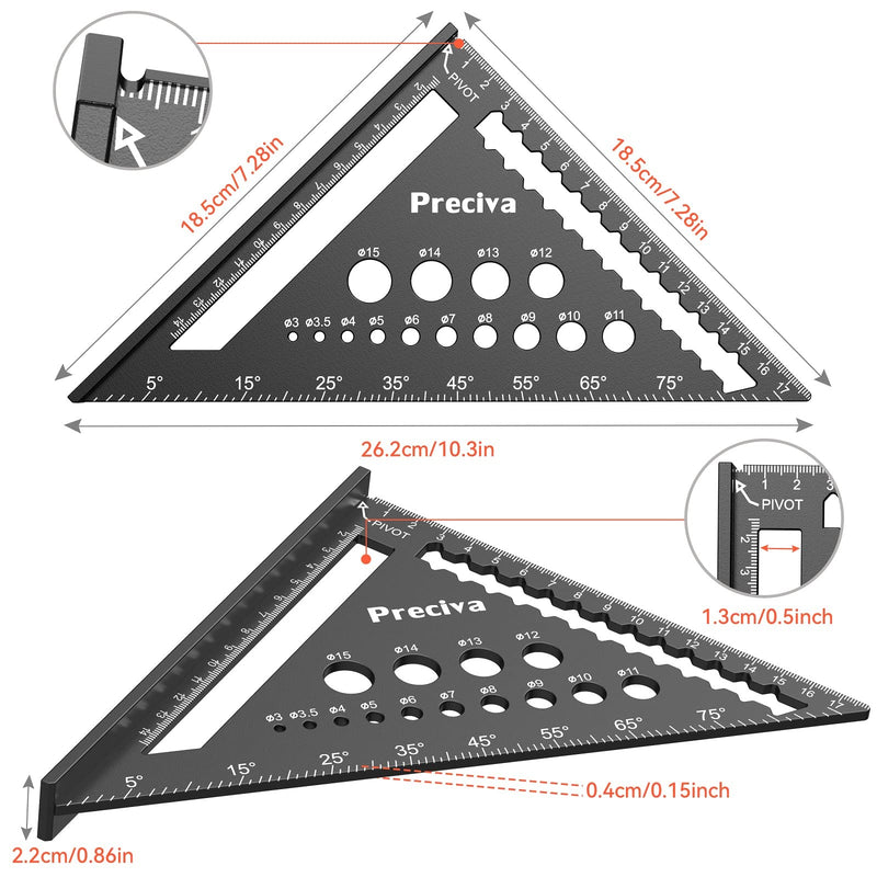  [AUSTRALIA] - Carpenter's square, multifunctional stop square, metal, aluminum ruler, angle guide, 18 cm, carpenter's square, carpenter's square, protractor, stop square, 45 and 90 degree angle, marking ruler