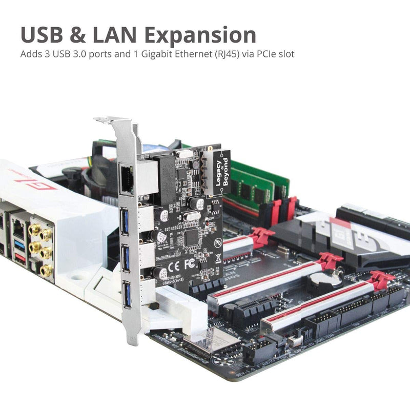  [AUSTRALIA] - SIIG 3 Port PCI Express USB 3.0 Adapt Card + Gigabit Ethernet LAN - Standard & Low - Profile Windows Server,7,8,8.1,10 PCsPCs (LB-US0614-S1)