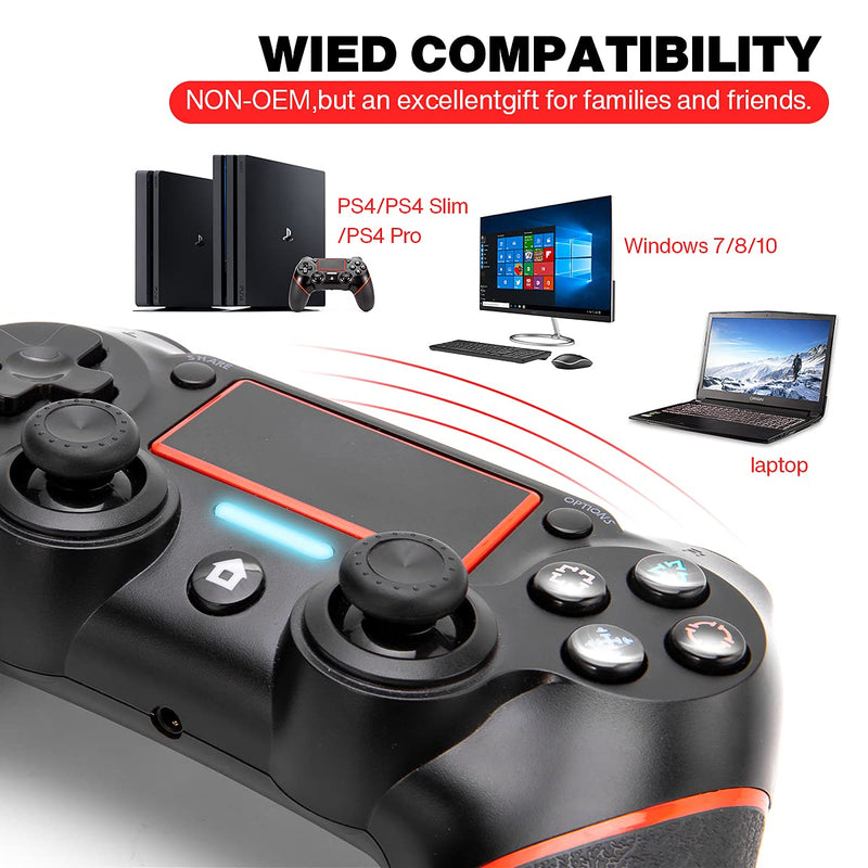  [AUSTRALIA] - Wireless Controller for PS4/Pro/Slim Consoles，Game Remote Controller with 6-Axis Motion Sensor/Audio Function/Charging Cable-Red