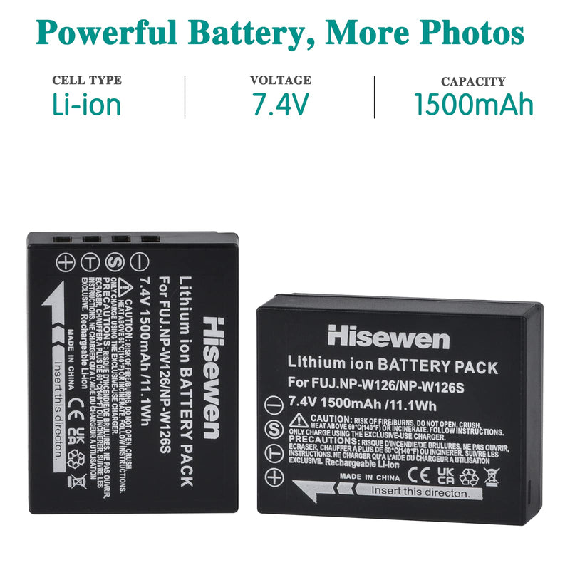  [AUSTRALIA] - NP-W126 NP-W126S Battery 2Pack, Hisewen Dual Charger for Fujifilm Fuji XT3, X100F, X100V, X-T100, X-T200, X-S10, X-A5, X-A10, X-E4, X-Pro2, X-Pro3, X-T1, X-T2, X-T3, X-T10/T20, X-T30, X-T30 II Camera.