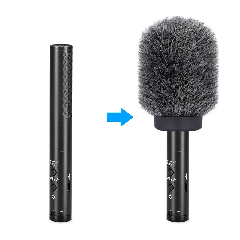  [AUSTRALIA] - NTG Furry Microphone Wind Shield - Windscreen/Windmuff for Rode VideoMic NTG and Microphones with Maximum Slot Length of 100mm (3.9") and Diameter of 18-24mm by YOUSHARES（Shag, Gray）