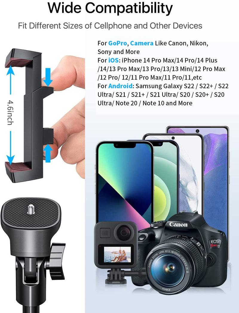  [AUSTRALIA] - NEXBOOM Phone Tripod - 66" [Stable & Portable] Phone Tripod Stand with Remote, Travel Tripod Compatible with iPhone 14 Pro Max 13 12,Samsung S22/ Camera/GoPro/Video Recording