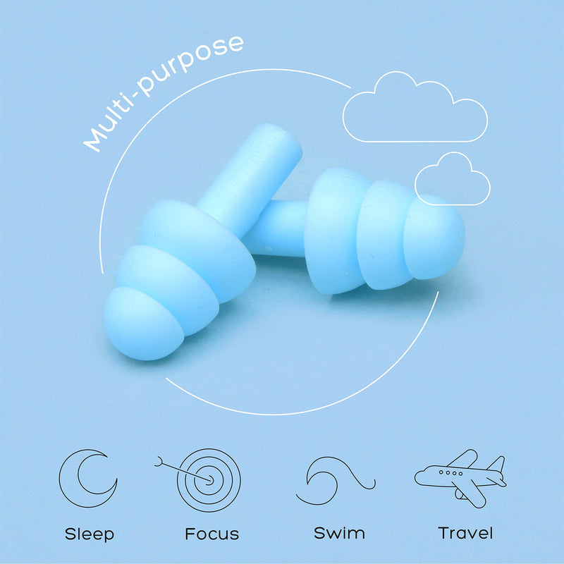  [AUSTRALIA] - ANBOW Ear Plugs for Sleeping Noise Cancelling. Reusable Silicone Earplugs. Custom Fit - Noise Reduction for Sleeping, Concerts, Work & Swimming. Adjustable to Ear Size. 3 Pairs + Travel Pouch