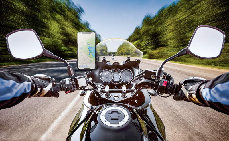  [AUSTRALIA] - Homeet Motorcycle Phone Mount, Metal Motorcycle Phone Holder Motorbike Rearview Mirror Smartphone Holder Mount Universal 【Φ10mm】- 360° Rotation Adjustable - Aluminum Alloy Metal Alloy