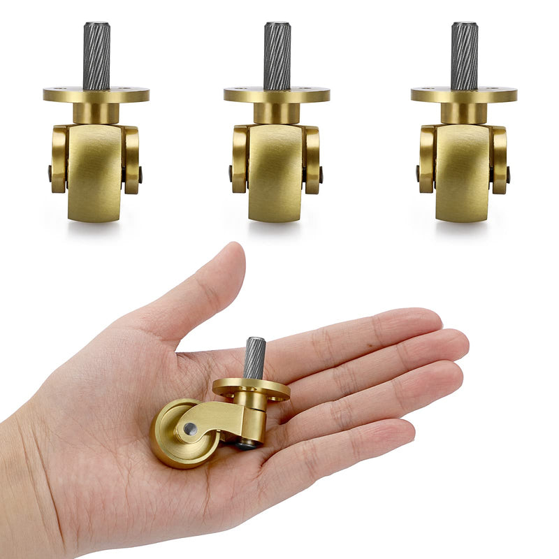  [AUSTRALIA] - OwnMy Set of 4 Universal Brass Caster Stems 360 Degree Rotation Threaded Stem Casters Swivel Wheels Heavy Duty Metal Movable Caster Replacements for Furniture Trunk Box Trolley Cabinet Coffee Table