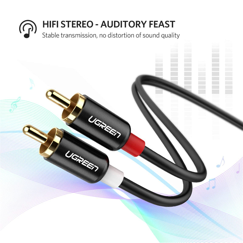  [AUSTRALIA] - UGREEN RCA Cable 2RCA Male to 2RCA Male Stereo Audio Cable, Hi-Fi Sound Audio Cord, Gold Plated RCA Cable Compatible with Home Theater Amplifiers HDTV Gaming Consoles Hi-Fi Systems, 6Feet