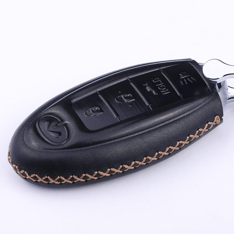  [AUSTRALIA] - Cadtealir Calfskin Genuine Leather 2000-2018 Infiniti Infinity g35 qx56 fx35 q50 g37 m35 qx60 i35 qx80 q60 qx30 Key fob Cover case Holder only for 5 Buttons (4 Buttons)